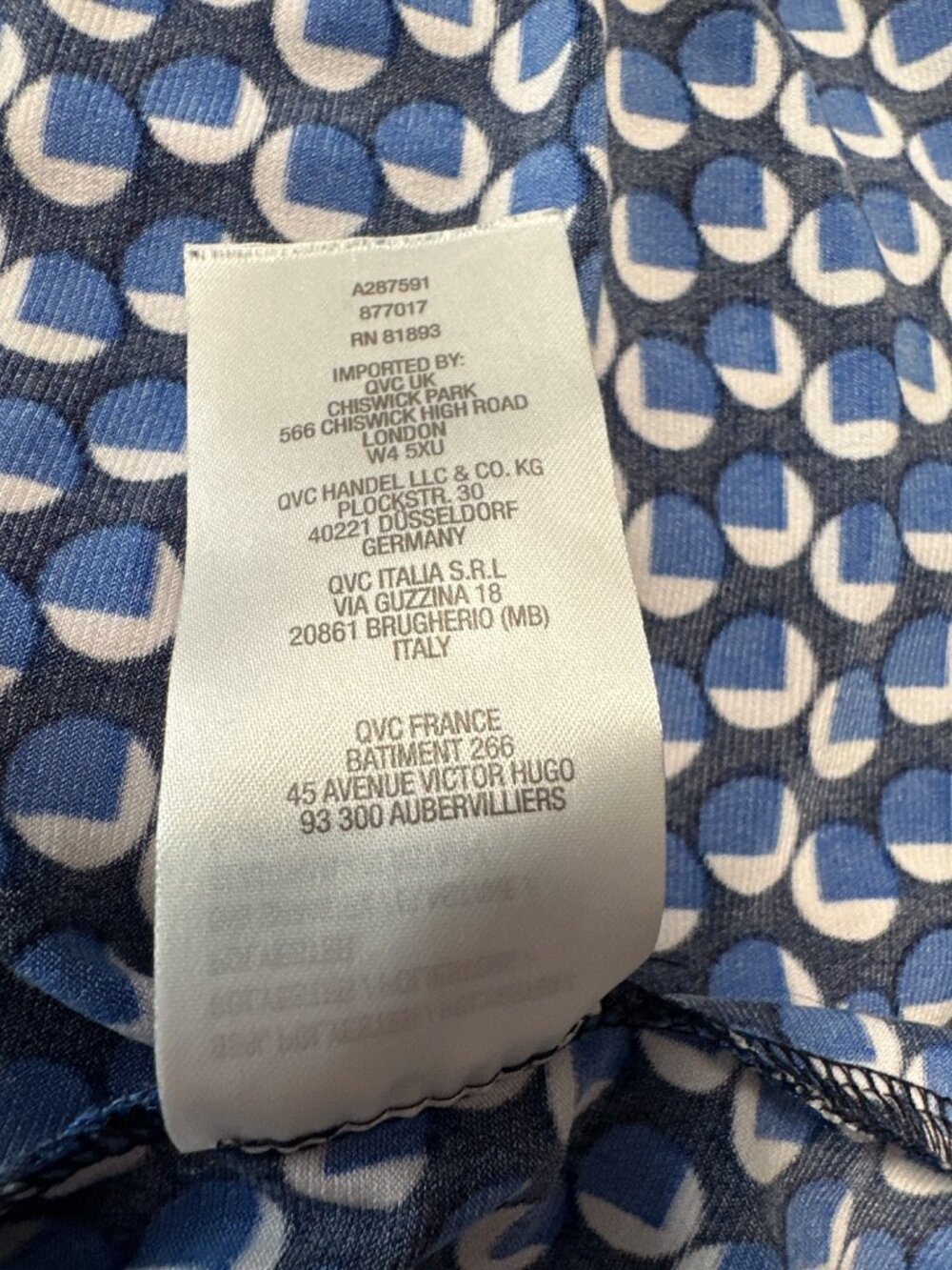 Susan Graver Blue & White Geometric Print Sleeveless Tank Top Women's Size 1X - Picture 7 of 8